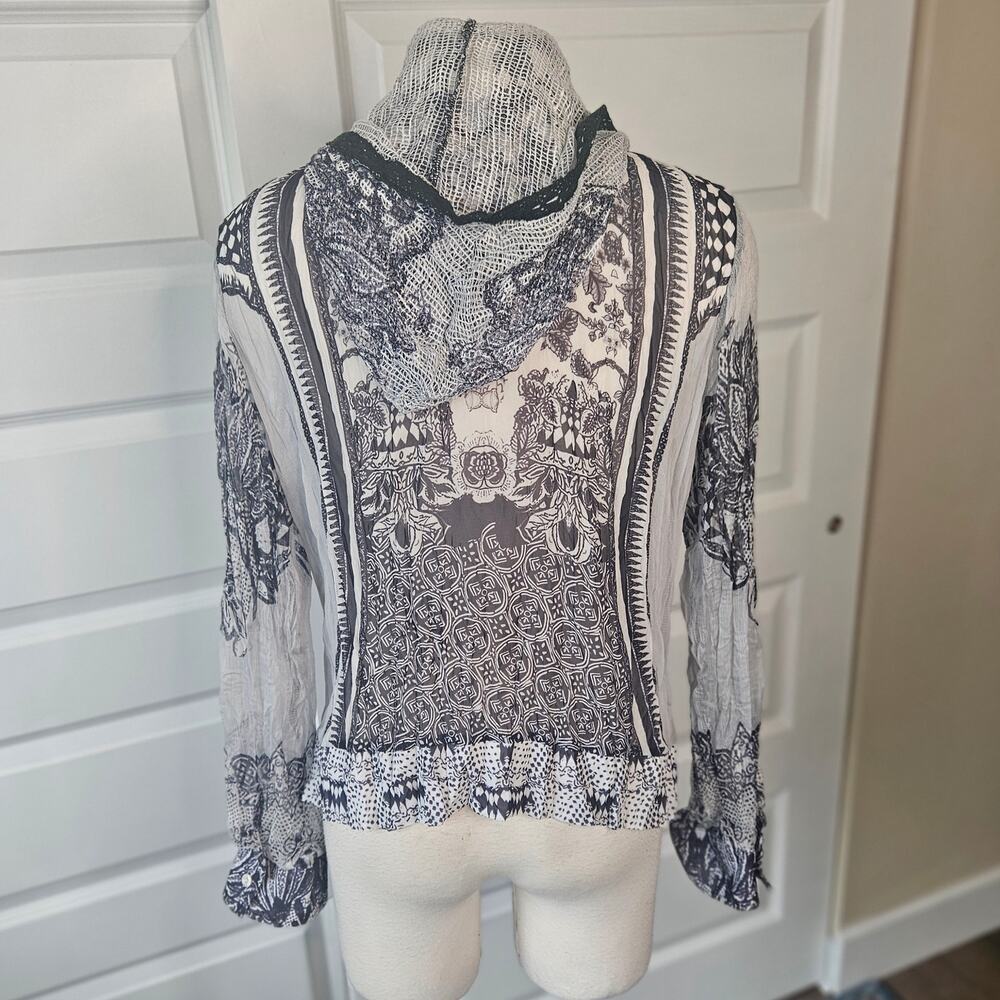 Cativa Wearable Art Mesh Zip-Up Hoodie Jacket Size XL